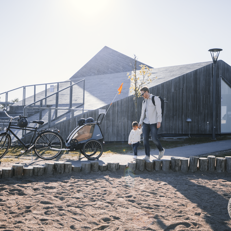 De veelzijdige Thule Courier  dient als fietskar, hondenkar kinderwagen én laadruimte