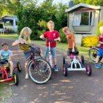 kinderen, fietsen, camping