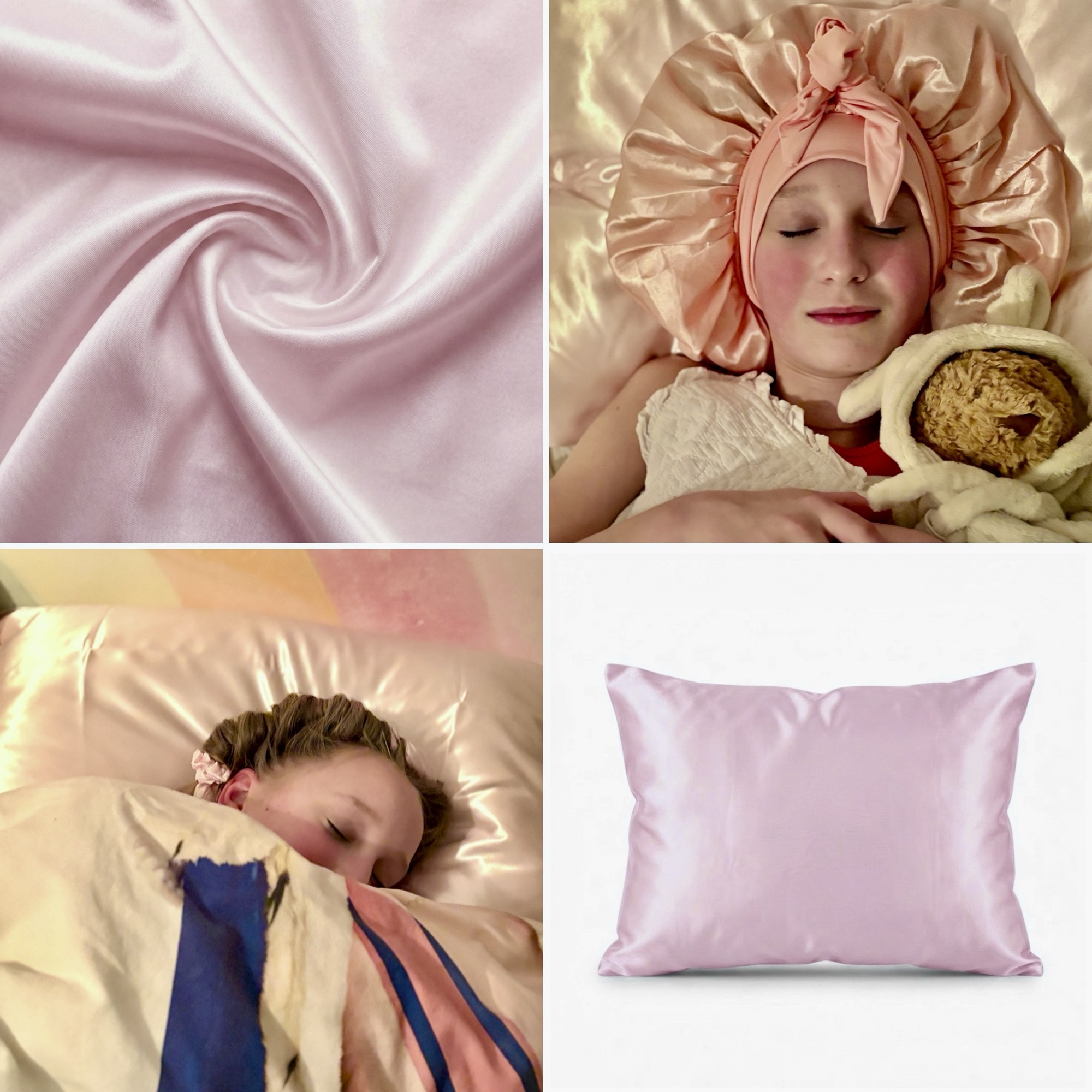 Slapen als een roosje , Satin Sleepers, heatless curls, bonet, roze 