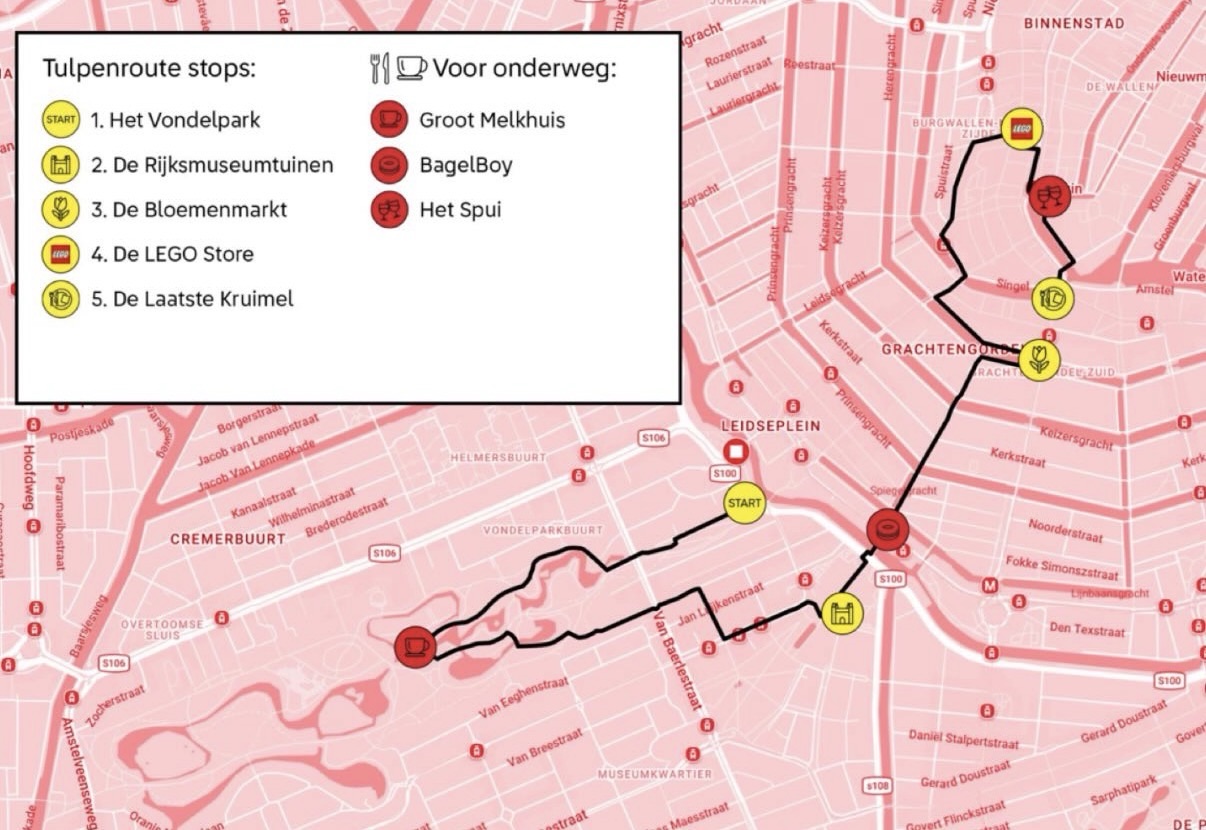 tulpenwandeling, LEGO, LEGO House, LEGO bloembar, Amsterdam, tulpen, stadswandeling, citytrip