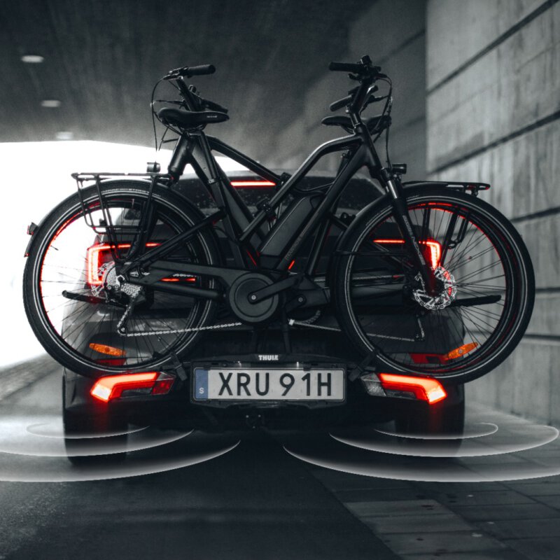 Een fietsdrager met parksensoren waar je niet zenuwachtig van wordt tijdens het inparkeren